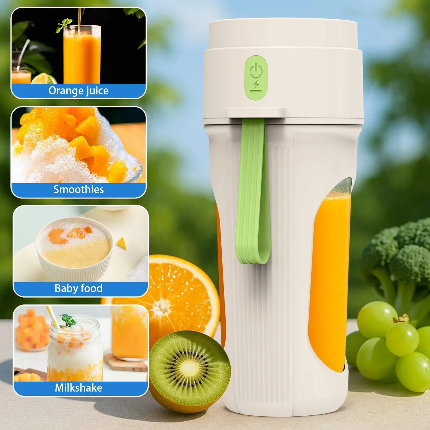 Mélangeur Portable électrique Puissant 450ml | Blender Rechargeable USB Étanche avec Couvercle Antifuite – Smoothies, Jus & Shakes Simply smoothies