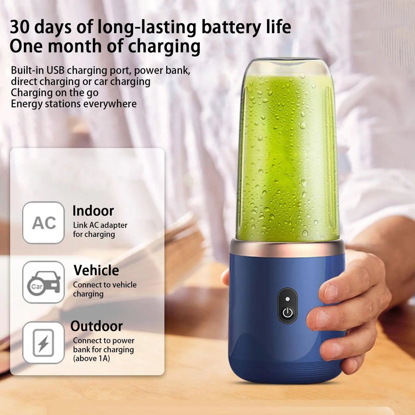 Mixeur Portable Rechargeable 6 Lames | Blender à Jus Multifonction pour Smoothies, Shakes, Fruits & Glaçons – Maison, Voyage, Sport, Camping, Plage Simply smoothies