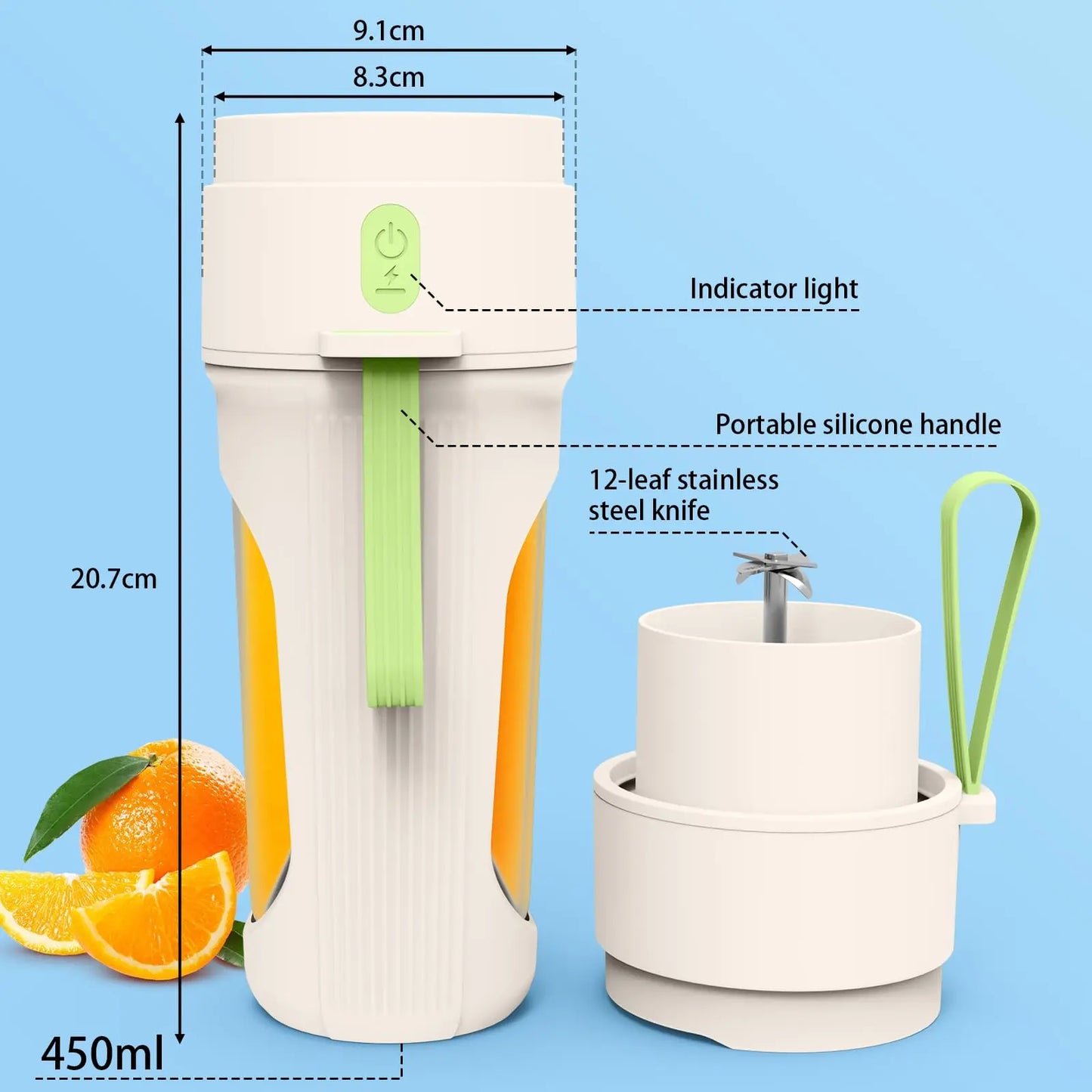 Mélangeur Portable électrique Puissant 450ml | Blender Rechargeable USB Étanche avec Couvercle Antifuite – Smoothies, Jus & Shakes Simply smoothies