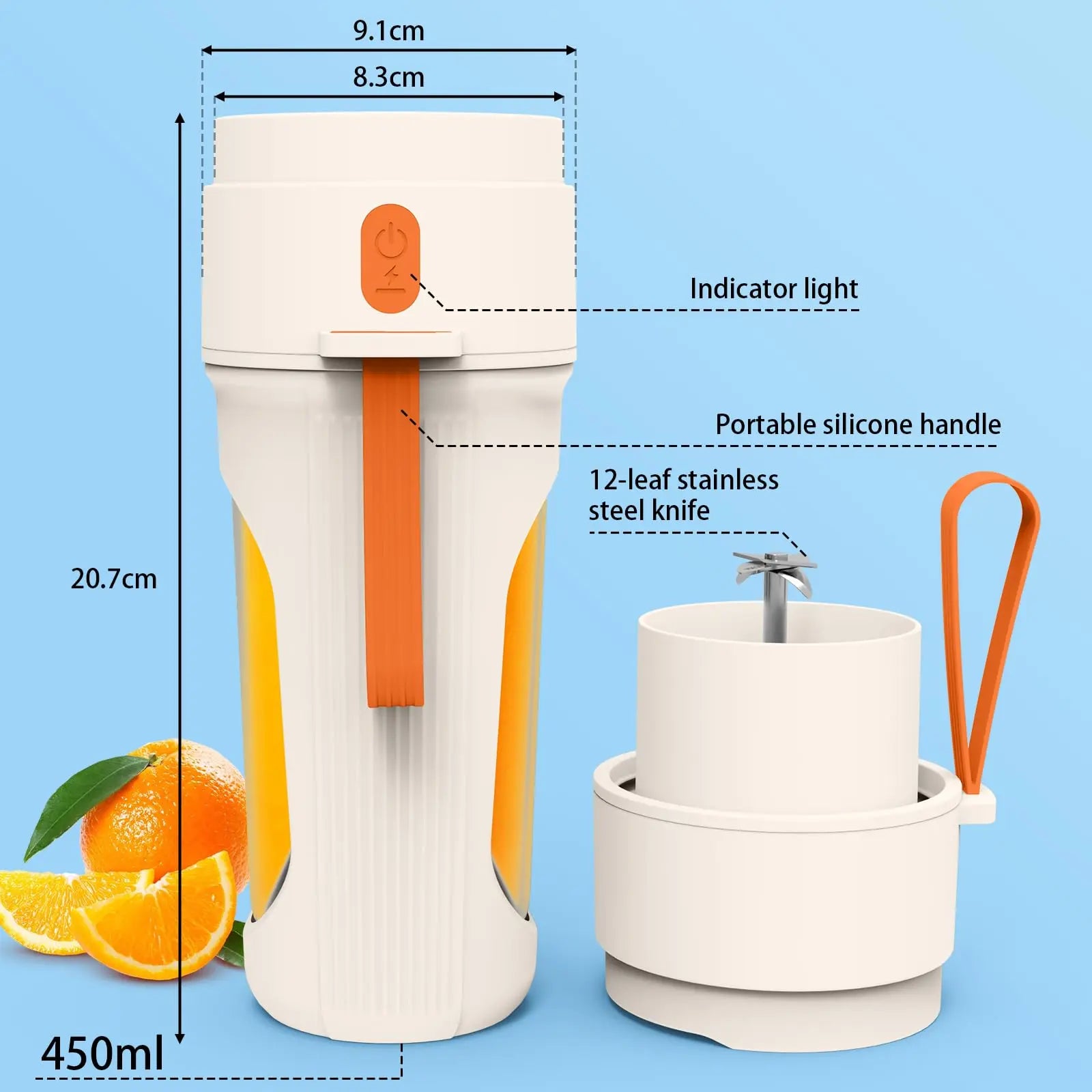 Mélangeur Portable électrique Puissant 450ml | Blender Rechargeable USB Étanche avec Couvercle Antifuite – Smoothies, Jus & Shakes Simply smoothies