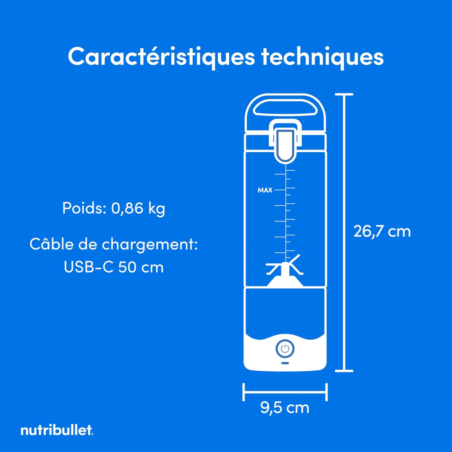 Nutribullet Blender Portable–Mixeur de voyage compact et puissant Simply smoothies