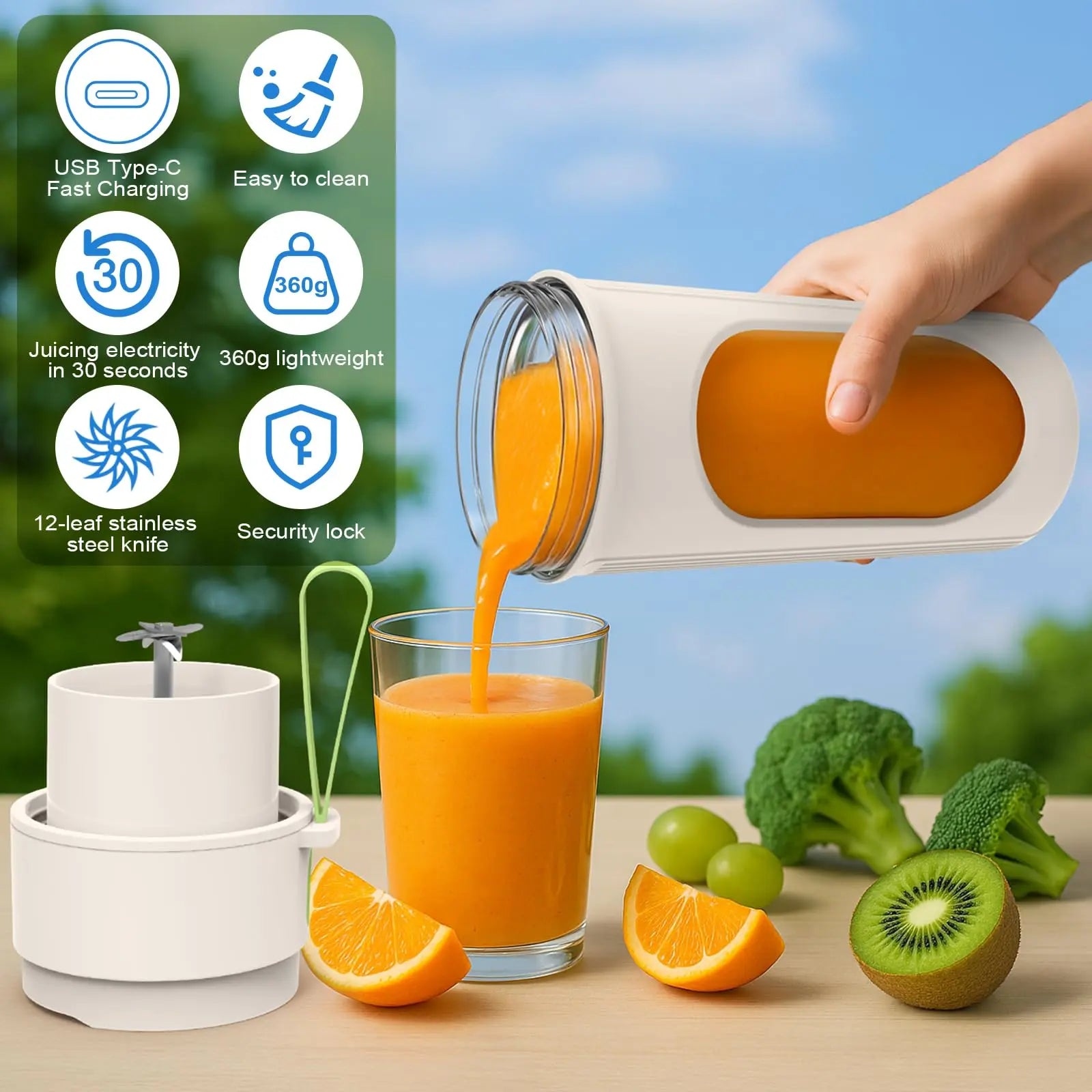Mélangeur Portable électrique Puissant 450ml | Blender Rechargeable USB Étanche avec Couvercle Antifuite – Smoothies, Jus & Shakes Simply smoothies