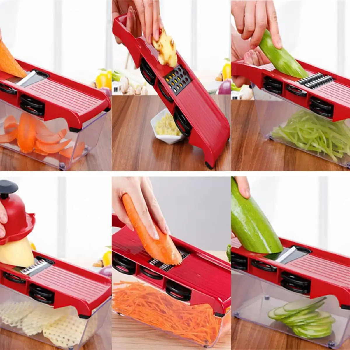 Trancheuse Mandoline, Coupe-légumes, Broyeur de Nourriture, Hachoir à Râpe, 6 Lames Tranchantes en Acier Inoxydable Interchangeables Avec Eplucheur, Protège-main de Sécurité Simply smoothies