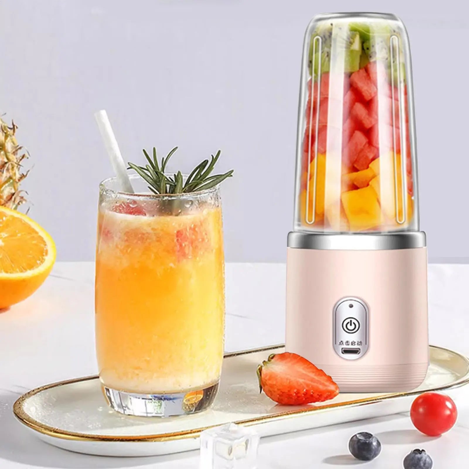 Juice Blender - Rechargeable Blender Smoothies Portable Avec 6 Lames - Smoothies Fruits Mélangeur Mixeur Pour Cuisine Bureau Voyage Sport Salle De Sport Extérieur - Simply smoothies