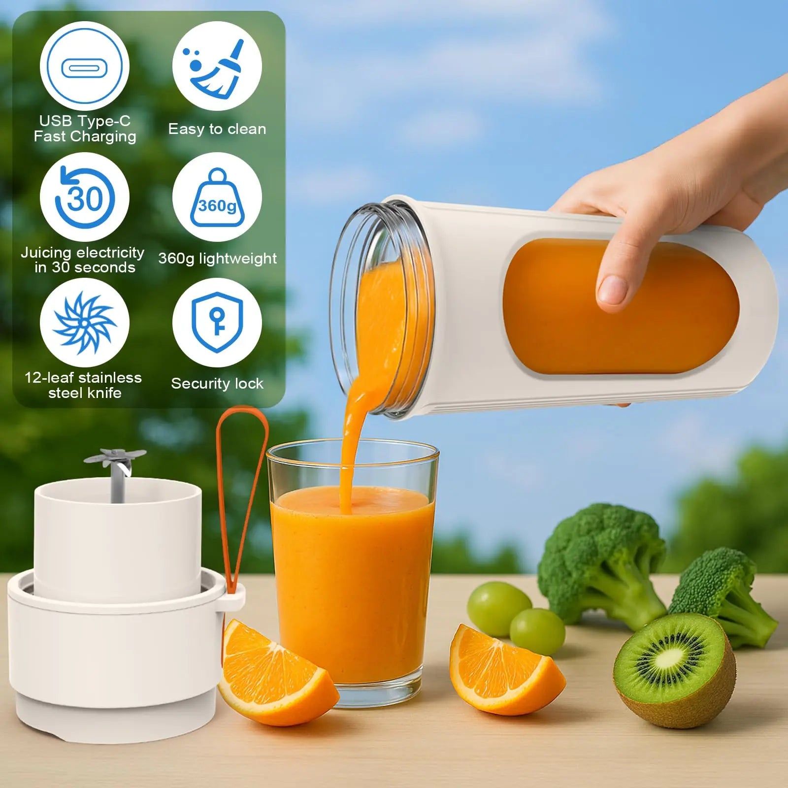 Mélangeur Portable électrique Puissant 450ml | Blender Rechargeable USB Étanche avec Couvercle Antifuite – Smoothies, Jus & Shakes Simply smoothies