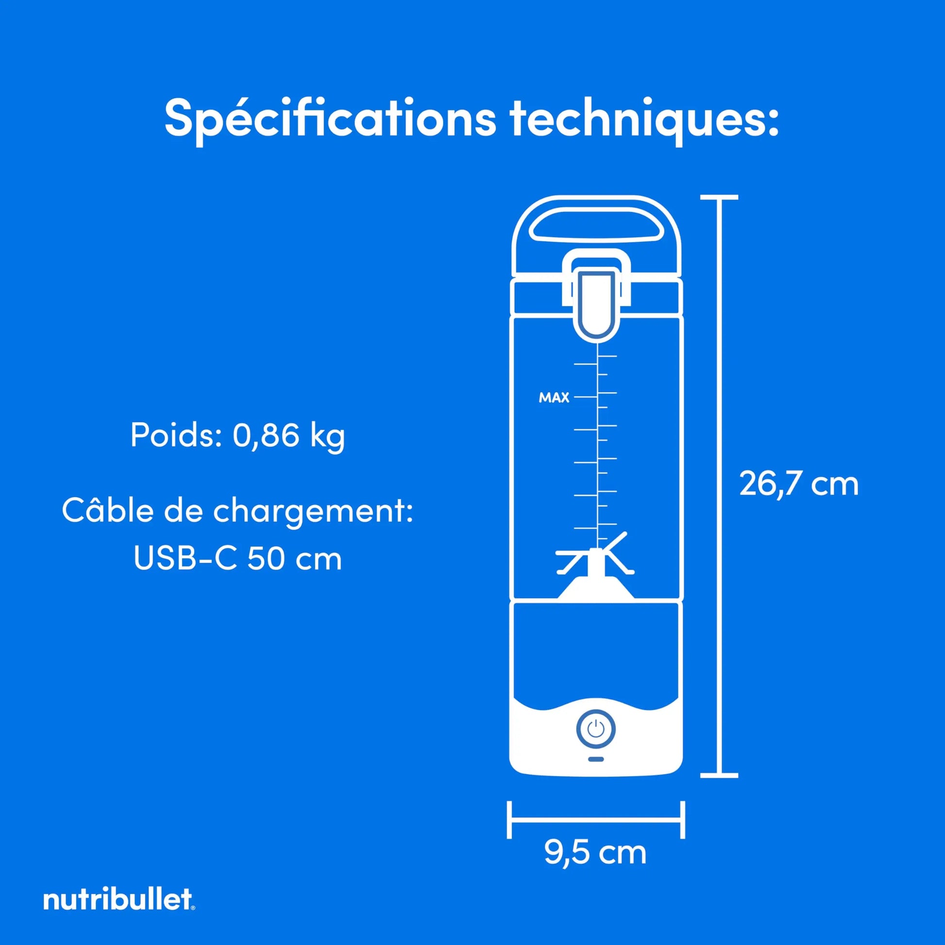 Nutribullet Blender Portable–Mixeur de voyage compact et puissant Simply smoothies